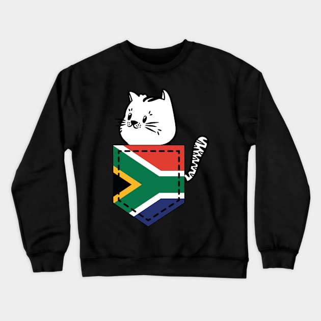Patriotic Pocket Pussy - Cat Lover -  South African Patriot Crewneck Sweatshirt by PosterpartyCo
